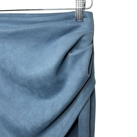 Windsor Faux Suede Wrap Front Mini Skirt Blue Draped Soft Girl Aesthetic S - Picture 2 of 7